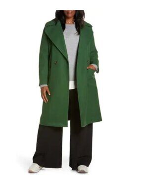 Halogen Women’s 3X Green Double Breasted Long Coat Oversized Wide Lapel Plus Siz